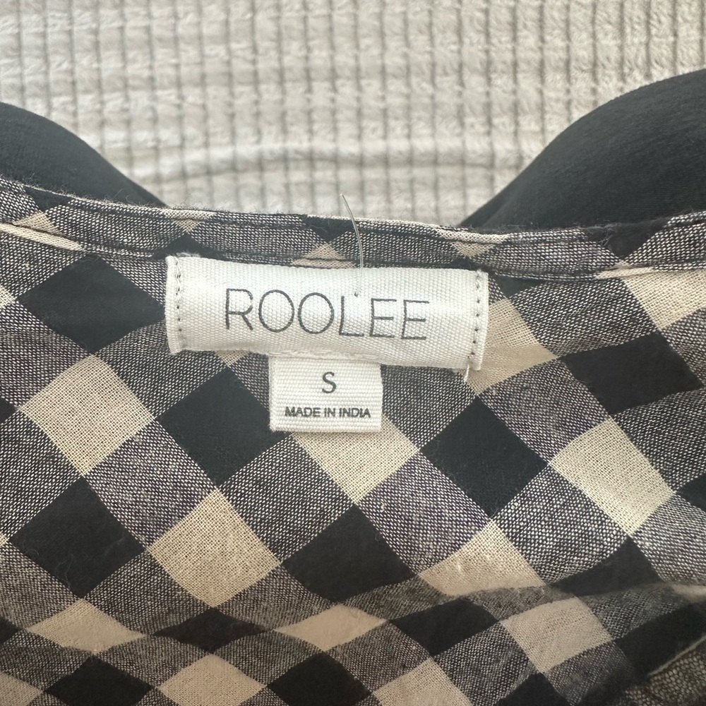 Roolee Black and White Checkered Dress with Floral Embroidery - Picture 4 of 4